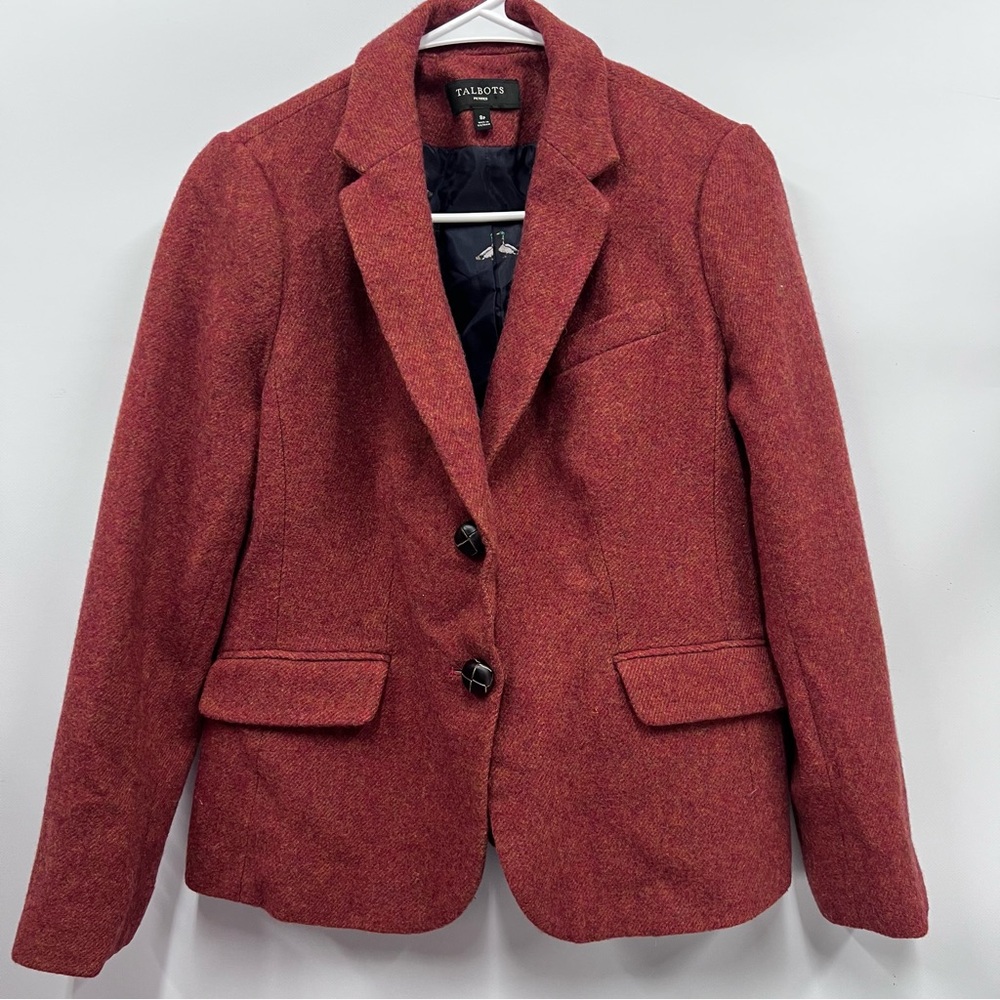 Talbots Red Tweed Blazer Jacket